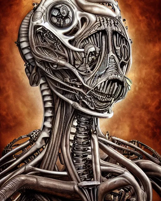 Image similar to coffee by hr giger, biomechanical, 4 k, hyper detailed