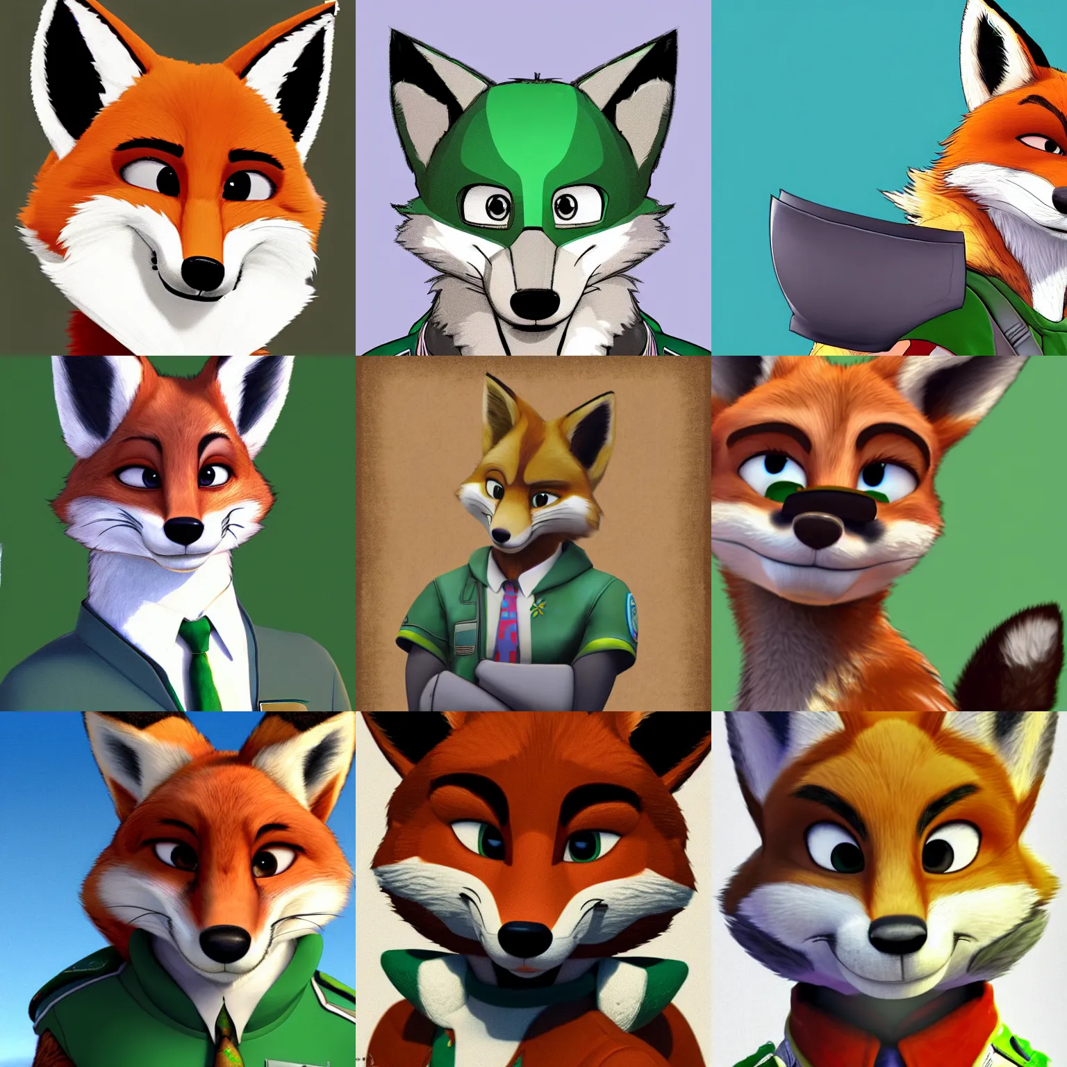 Prompt: portrait of fox mccloud, in the style of zootopia