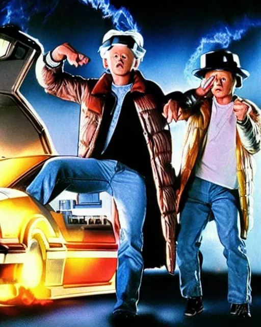 Prompt: photo for a poster for back to the future 2, ultra - realistic and intricate, epic cinematic lighitng ( 1 9 8 9 )