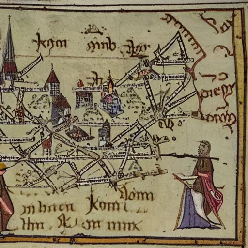 Prompt: medieval map of the town of yelm