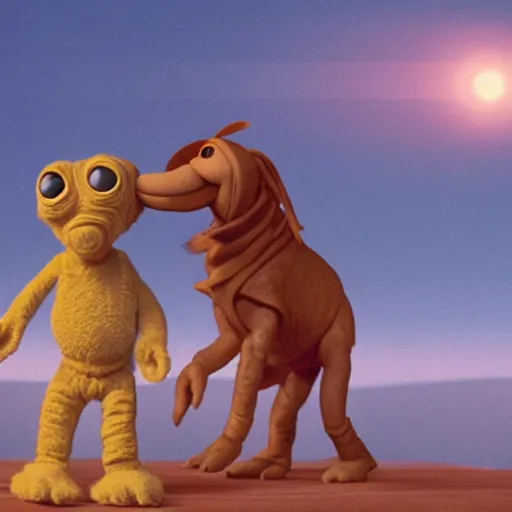 Prompt: ALF and E.T. on the set of Seinfeld, highly detailed, octane render