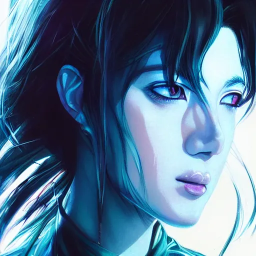 Prompt: An anime portrait of beautiful woman still from Ghost in the shell 1985 by Stanley Artgerm Lau ,WLOP, Rossdraws ,James Jean, Andrei Riabovitchev , symmetrical