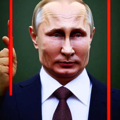 Image similar to Putin with a metal grid mounted on his head