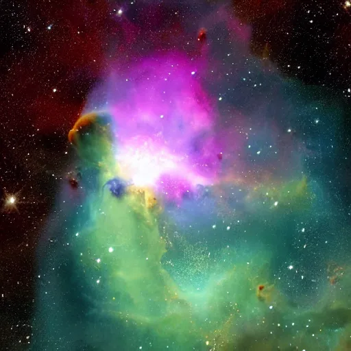 Image similar to A nebula that looks like kermit, james webb space telescope image.