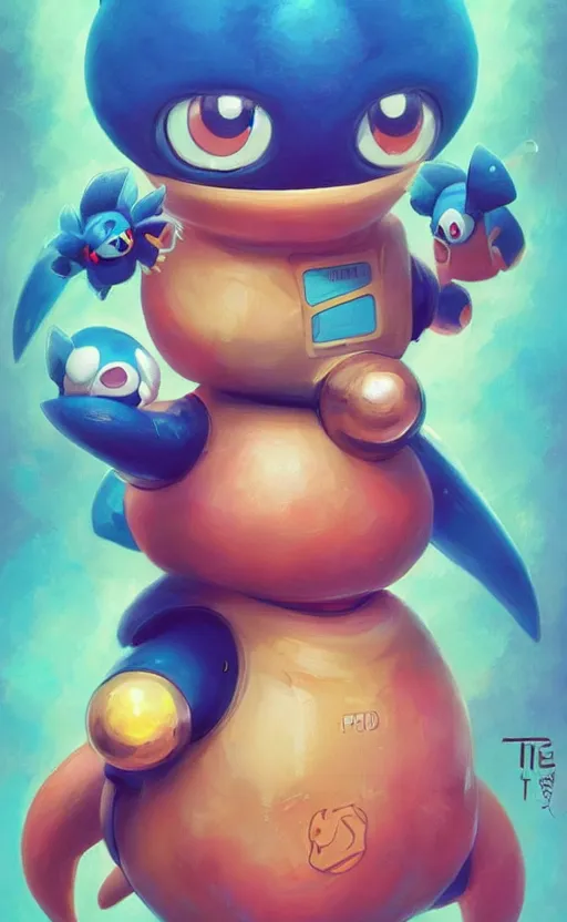 Prompt: lofi BioPunk Pokemon Piplup portrait Pixar style by Tristan Eaton_Stanley Artgerm and Tom Bagshaw,