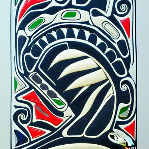 Prompt: whale. style of haida gwaii, pacific northwest coast, native art, tribal, clean