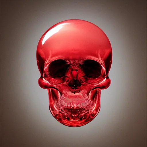 Prompt: transparent red liquid dripping inside in a transparent skull, alexander fedosav