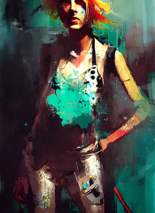 Image similar to a portrait of a pretty sewer punk young lady by adrian ghenie