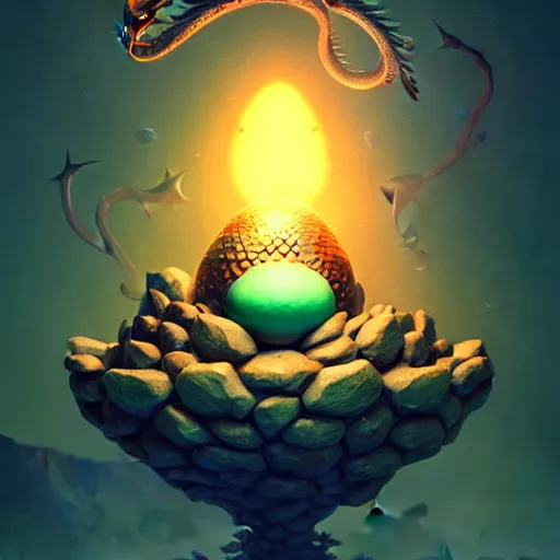 Prompt: beautiful decorative dragon egg, deadly potion flowing from the top, rock and sand around, peter mohrbacher style, ray tracing, cinematic, digital art, realistic, octane render