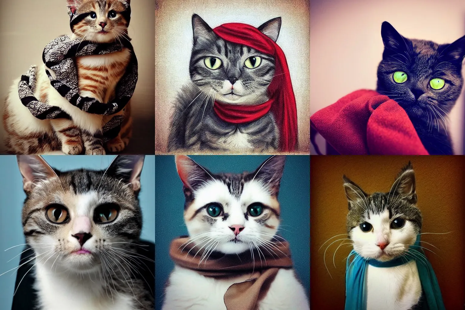 Prompt: cute cat wearing hijab, beautiful, portrait