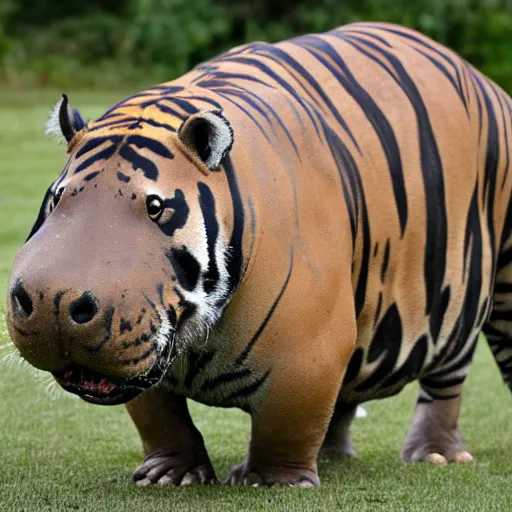 Image similar to a tiger hippo hybrid