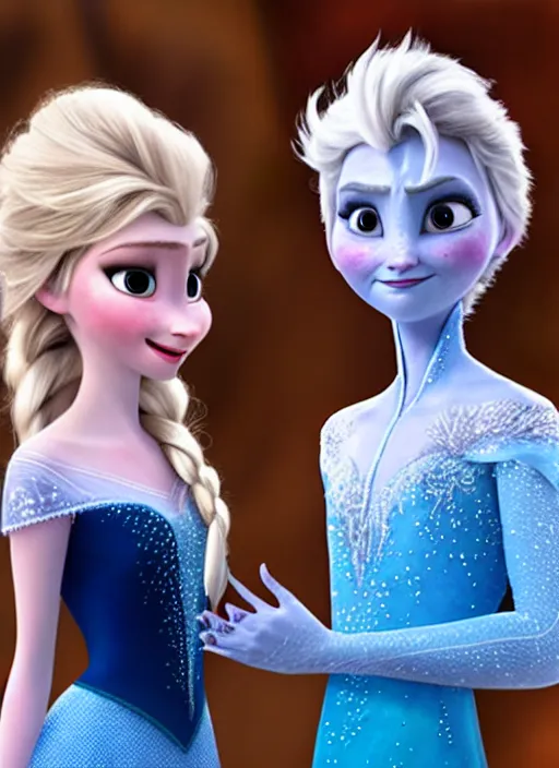 Prompt: Elsa from Frozen having a conversation with Jack Frost from Rise of the Guardians