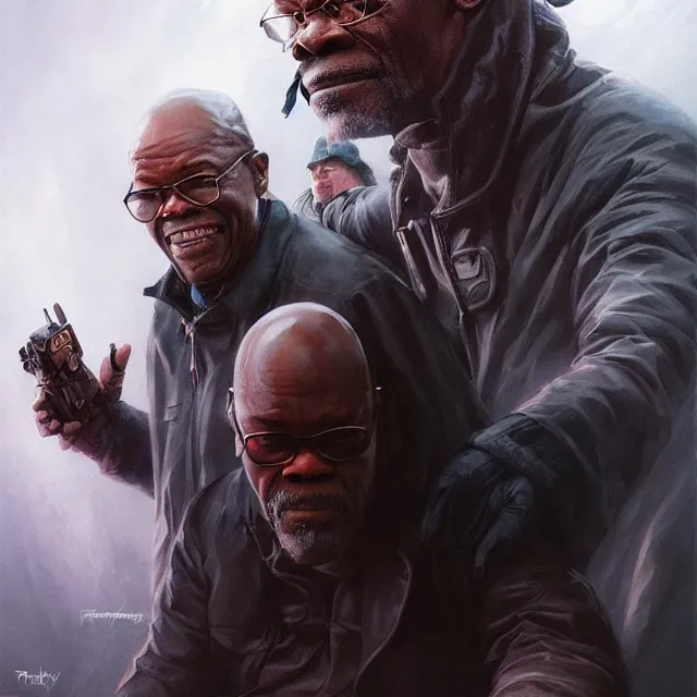 Prompt: the thing samuel l. jackson john carpenter by stanley artgerm lau, wlop, the thing alien assimilation, metamorphose, rossdraws, frank frazetta, andrei riabovitchev, marc simonetti