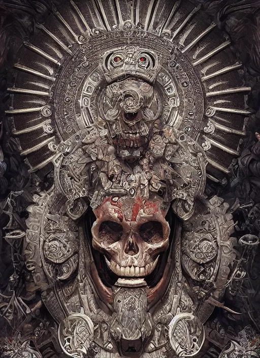 Image similar to digital _ painting _ of _ cizin mayan god of death _ by _ filipe _ pagliuso _ and _ justin _ gerard _ symmetric _ fantasy _ highly _ detailed _ realistic _ intricate _ port