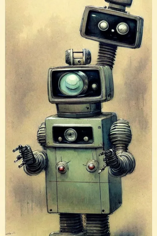 Image similar to (((((1950s robot tv . muted colors.))))) by Jean-Baptiste Monge !!!!!!!!!!!!!!!!!!!!!!!!!!!!!!