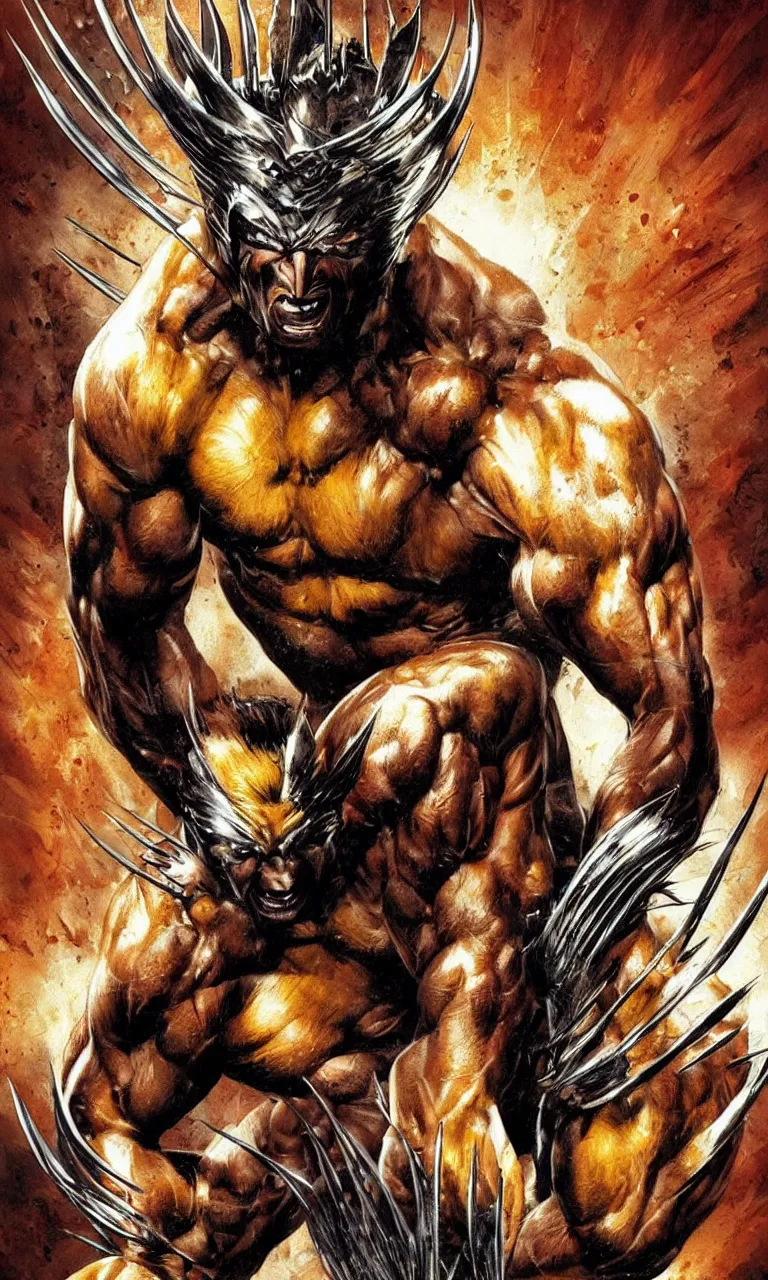 Image similar to elegant detailed artwork of wolverine character redesign by lee bermejo and simon bisley, yellow and red color scheme