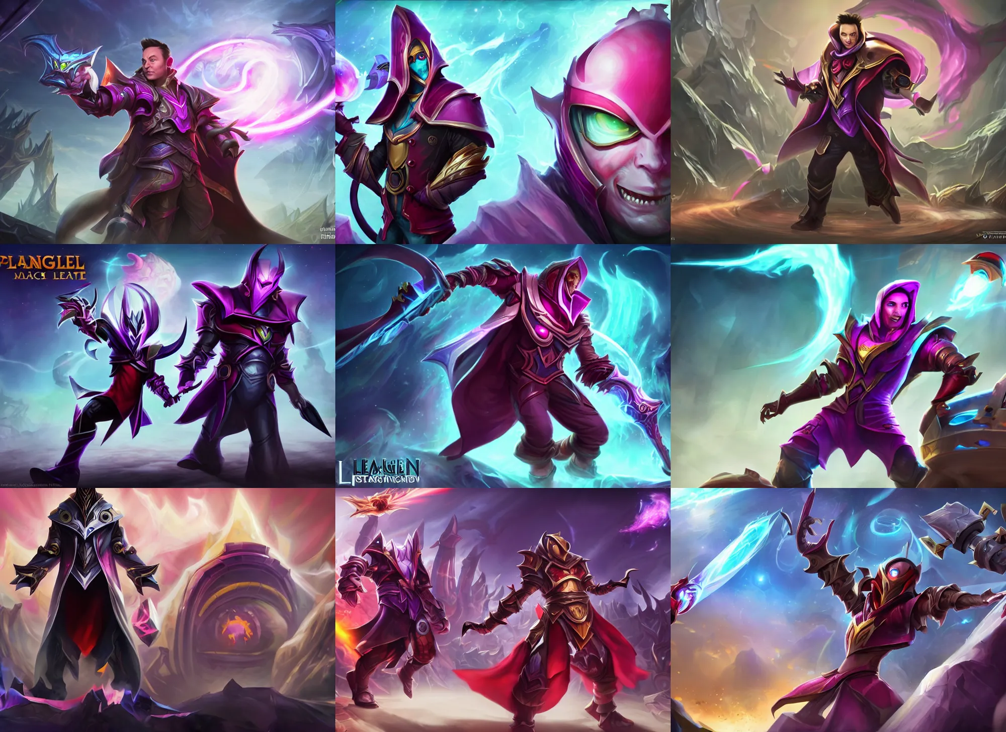 Prompt: Elon Musk as Malzahar from league of legends, league of legends splashart