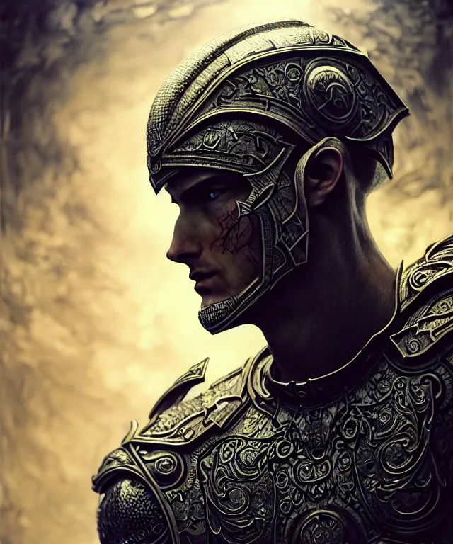 Prompt: hyperrealistic mixed media painting of a stoic male paladin, stunning 3d render inspired art by P. Craig Russell and Barry Windsor-Smith + perfect facial symmetry + dim volumetric lighting, ornate gothic silver platemail, dizzy, full body, 8k octane beautifully detailed render, post-processing, extremely hyperdetailed, intricate, epic composition, grim yet sparkling atmosphere, cinematic lighting + masterpiece, trending on artstation, very very detailed, masterpiece, stunning