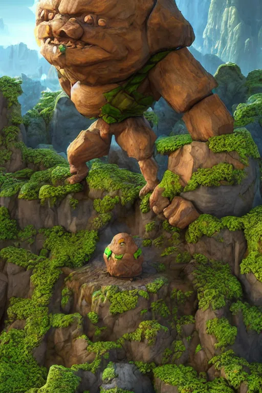 Image similar to zelda fantasy art giant golem troll wood rock, global illumination ray tracing hdr fanart arstation by sung choi and eric pfeiffer and gabriel garza and casper konefal hardmesh zbrushcentral