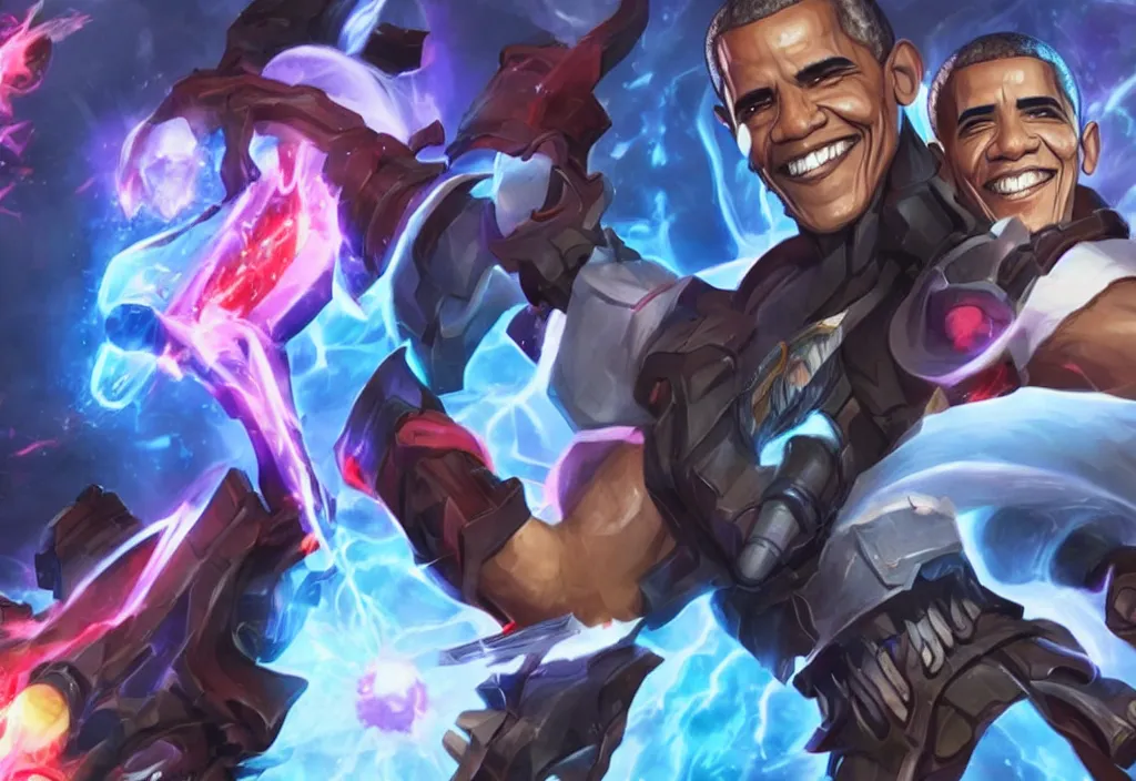 Image similar to a portrait of obama as a league of legends character