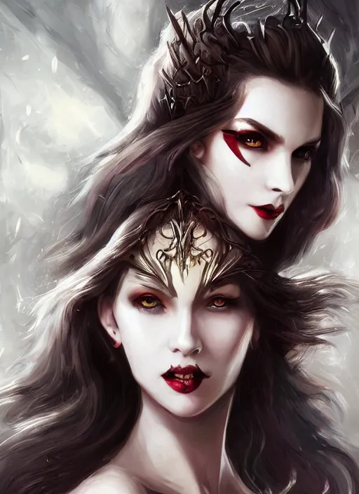 Image similar to three quarters portrait of a beautiful female vampire warrior, super powers, fantasy, intricate, elegant, highly detailed, digital painting, artstation, concept art, shining, sharp focus, illustration, art by stanley lau