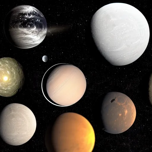 Image similar to a 7 2 different sizes and separate moons in the skies of an alien planet