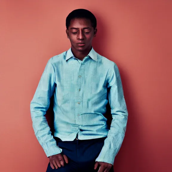 Image similar to Portrait of a Young Man's Face, His Eyes are Closed, photograph by Annie Leiboitz for Vanity Fair Magazine