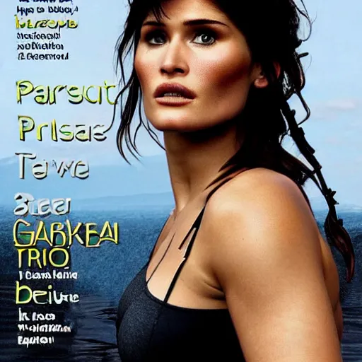 Image similar to Portrait of Gemma Arterton as Lara Croft, Detailed and realistic, magazine cover