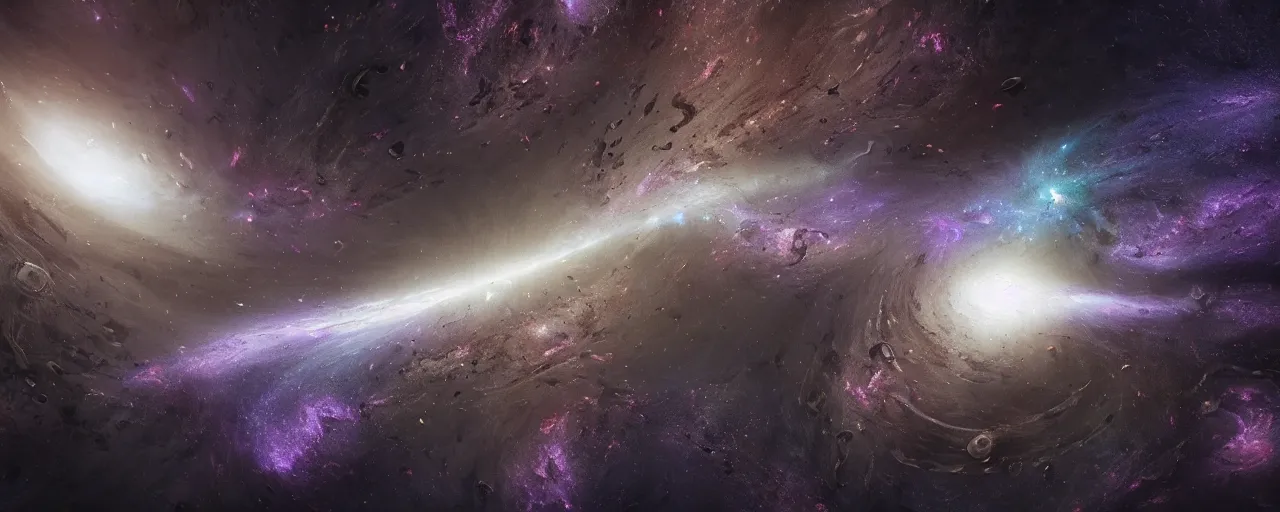 Image similar to a highly detailed dark epic swirling galaxy, space scene, dark scifi, unreal engine, octane render, detailed and intricate, global illumination, volumetric lighting, hubble telescope images, james webb telescope images, houdini fluid simulation