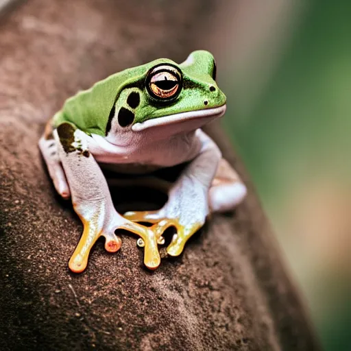 Image similar to a portrait photo of frog dog rabbit gecko, award winning photography, 5 0 mm