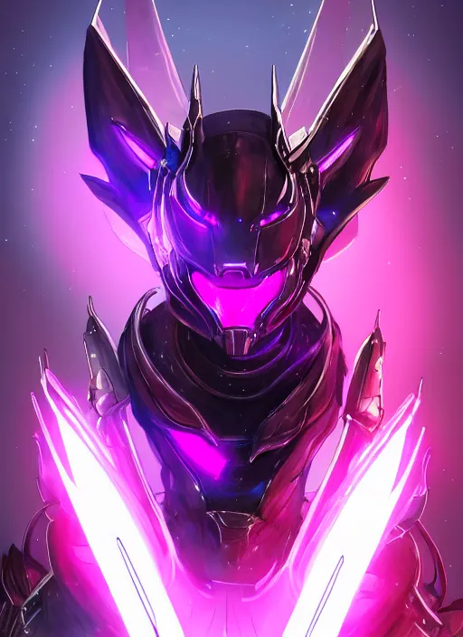 Image similar to cinematic goddess close shot, cosmic sized beautiful stunning elegant hot giant robot mecha female dragon, sharp cyborg dragon head, sharp metal ears, led glowing purple eyes, smooth fuschia skin, smooth silver armor, floating in space, epic proportions, epic scale, macro furry, furry art, dragon art, giantess art, warframe fanart, furaffinity, octane