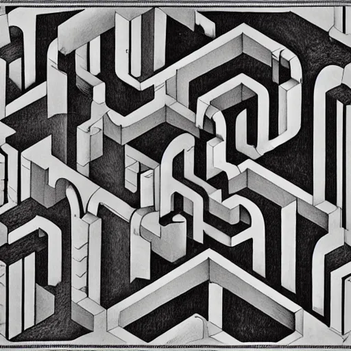 Prompt: love maze, by M. C. Escher