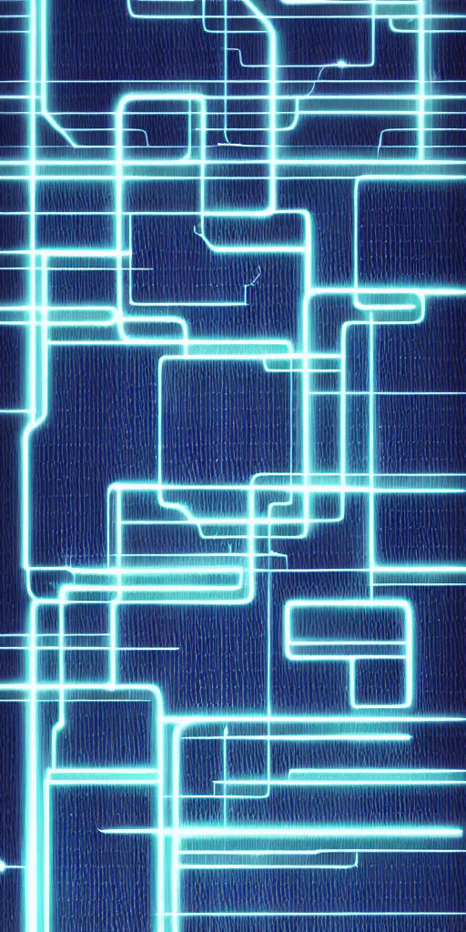 Prompt: cyberpunk cellphone wallpaper, simple and clean design, graphic design, dark colors, dark blue, neon, UI