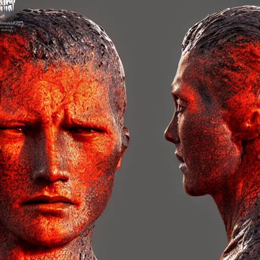 Prompt: human sculpture made out of molten lava, CGSociety, photorealistic, highly detailed, sharp, not blurry, ultra-photorealistic, postprocessing, 8k