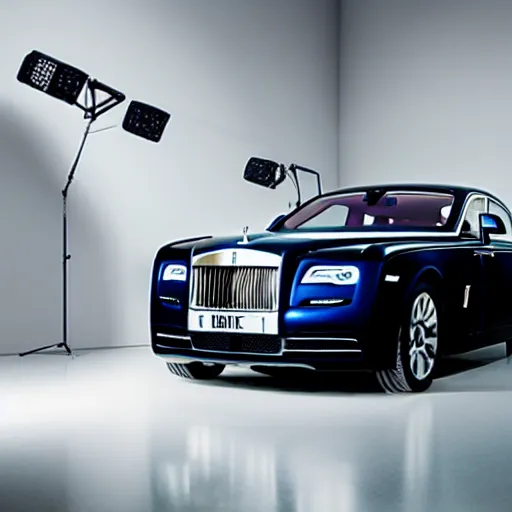 Prompt: a rolls royce in a studio, studio lighting