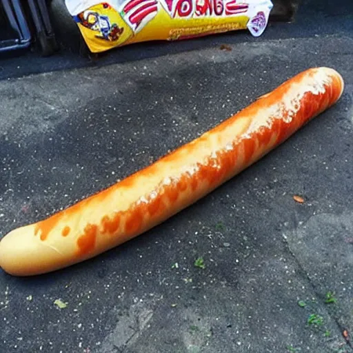 Image similar to “a very long hotdog dog”