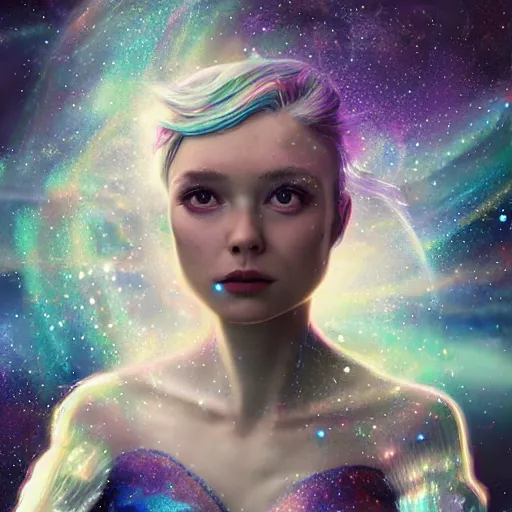 Image similar to portrait of a magical fairy made of galaxies, highly detailed, realistic, octane render, comic book art, space travel, unreal engine, sharp focus