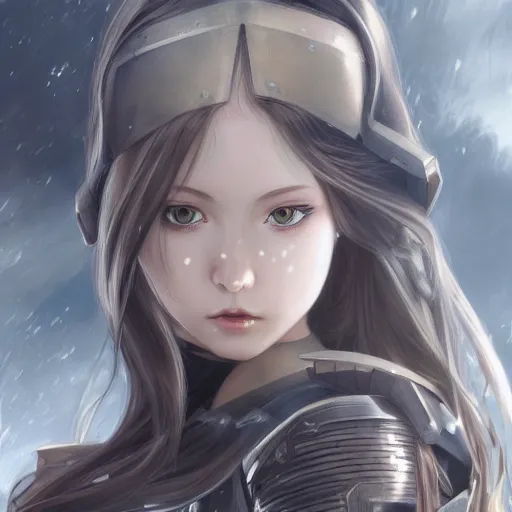 Image similar to imperial soldier girl, anime style, long hair, hair down, symmetrical facial features, girls frontline wallpaper, hyper realistic, pale skin, 4 k, rule of thirds, extreme detail, detailed drawing, trending artstation, hd, fantasy, d & d, by alphonse mucha, greg rutkowski, sharp focus, backlit