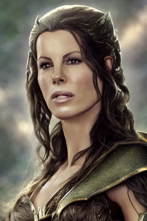 Image similar to kate beckinsale as elven Princess, hyper realistic, sharp focus