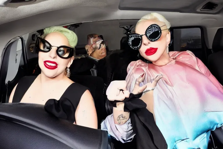 Image similar to lady gaga and judy garland carpool karaoke