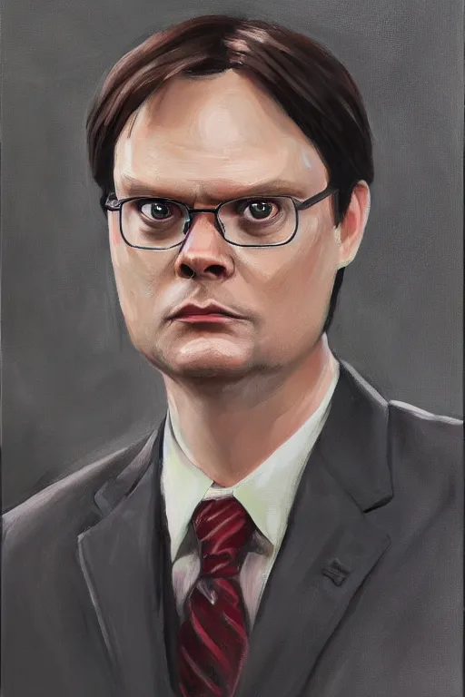 Image similar to portrait painting of dwight schrute