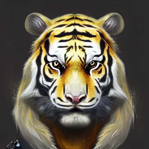 Image similar to a aesthetic award winning commission portrait of an albino tiger wearing golden victorian armour,digital art,art by greg rutkowski,character design by charles bowater,ross tran,photorealistic,detailed face,high quality,deviantart,artstation,characzer concept