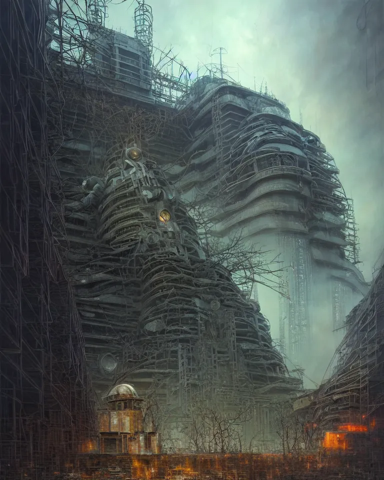 Image similar to low angle shot of a giant cyberpunk robot character in chernobyl, intricate, elegant, highly detailed, centered, digital painting, artstation, concept art, smooth, sharp focus, illustration, artgerm, tomasz alen kopera, peter mohrbacher, donato giancola, joseph christian leyendecker, wlop, boris vallejo