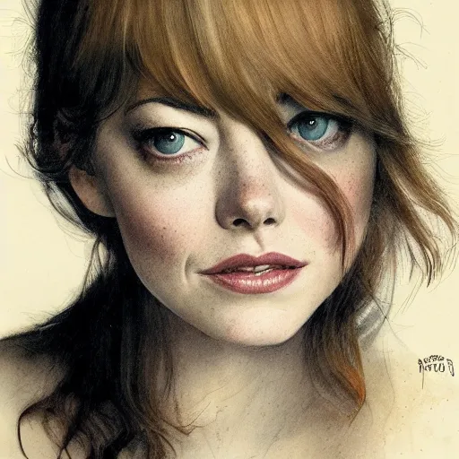 Prompt: emma stone, by jean - baptiste monge