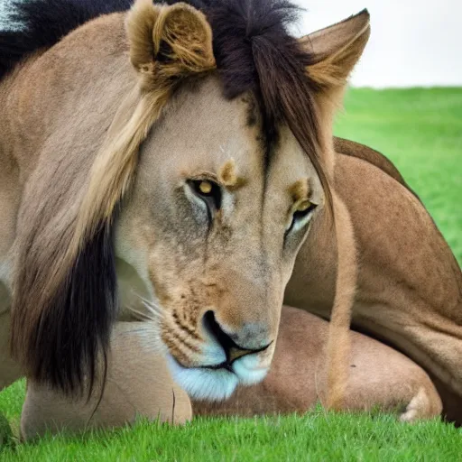 Prompt: giant horse lion