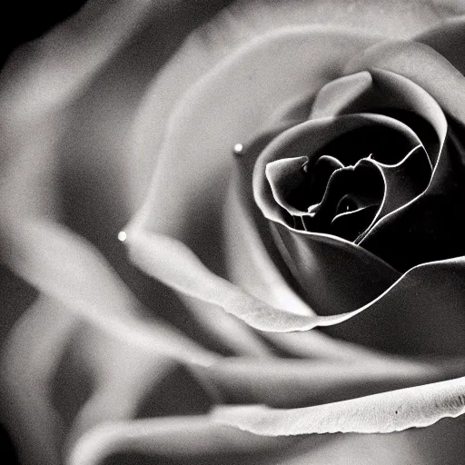 Image similar to award - winning macro of a beautiful black rose made of glowing molten magma