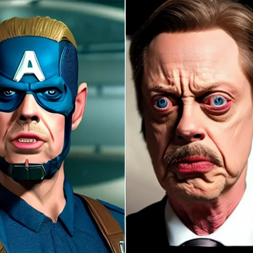 Prompt: steve buscemi as captain america