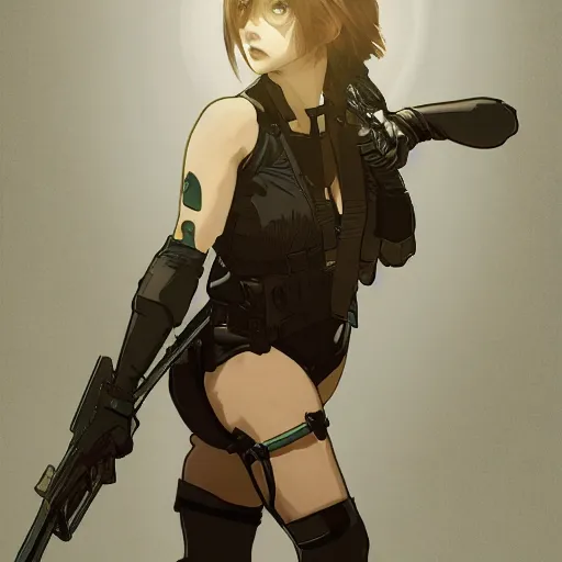 Image similar to quiet from metal gear solid v, anime, digital painting, smooth, sharp focus, ghibli, greg rutkowski and alphonse mucha