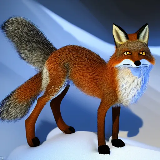 Prompt: feral fox, looking happy, wearing a santa hat, slightly chubby, detailed, 3d render, 4k, pixar