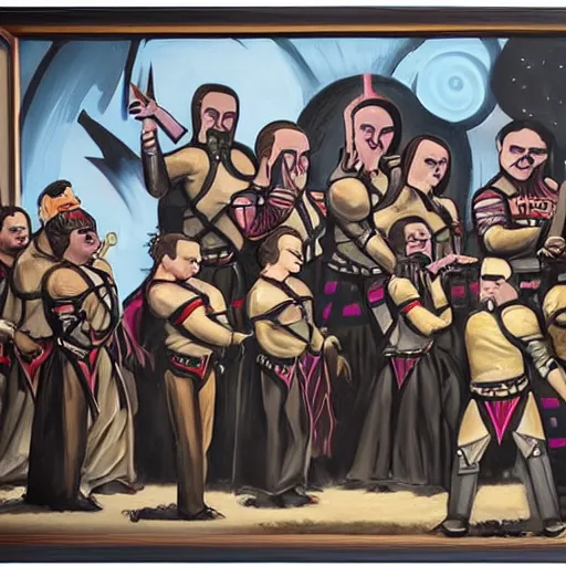 Prompt: A picture of a Klingon Opera, by Banksy